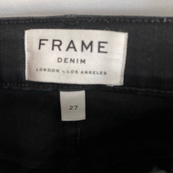 FRAME Le High Straight Feather-Cuff Jeans in Ludlow. - Picture 8 of 12